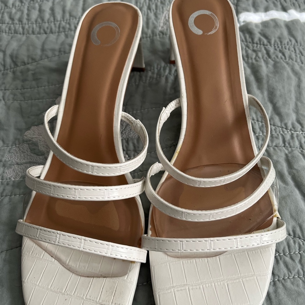 White slide in sandals